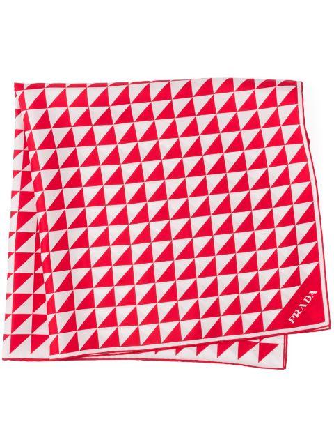 logo-print silk twill scarf by PRADA