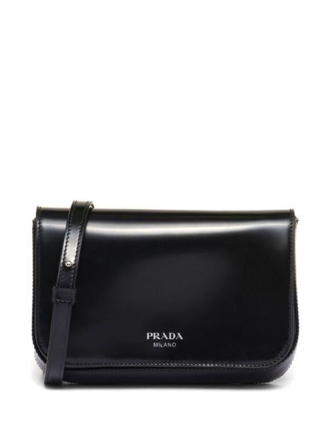 logo-stamp brushed leather bag by PRADA