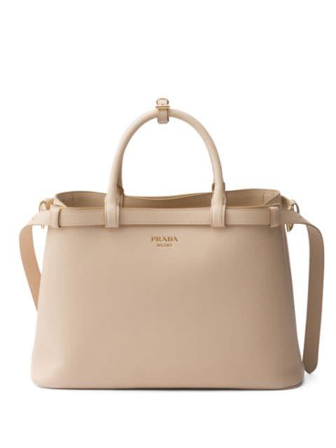 medium buckle leather tote bag by PRADA