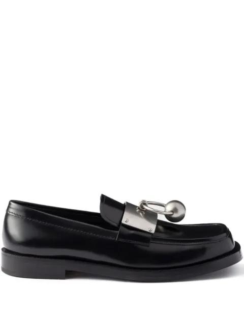 metal-ornament leather loafers by PRADA