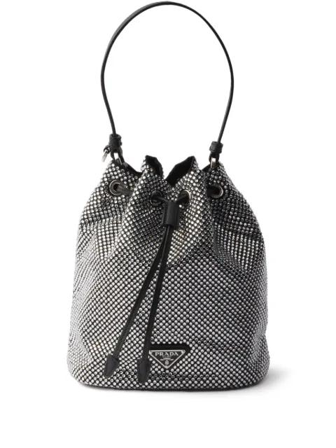 mini crystal-embellished bucket bag by PRADA
