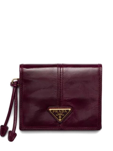 patent-leather logo-plaque wallet by PRADA