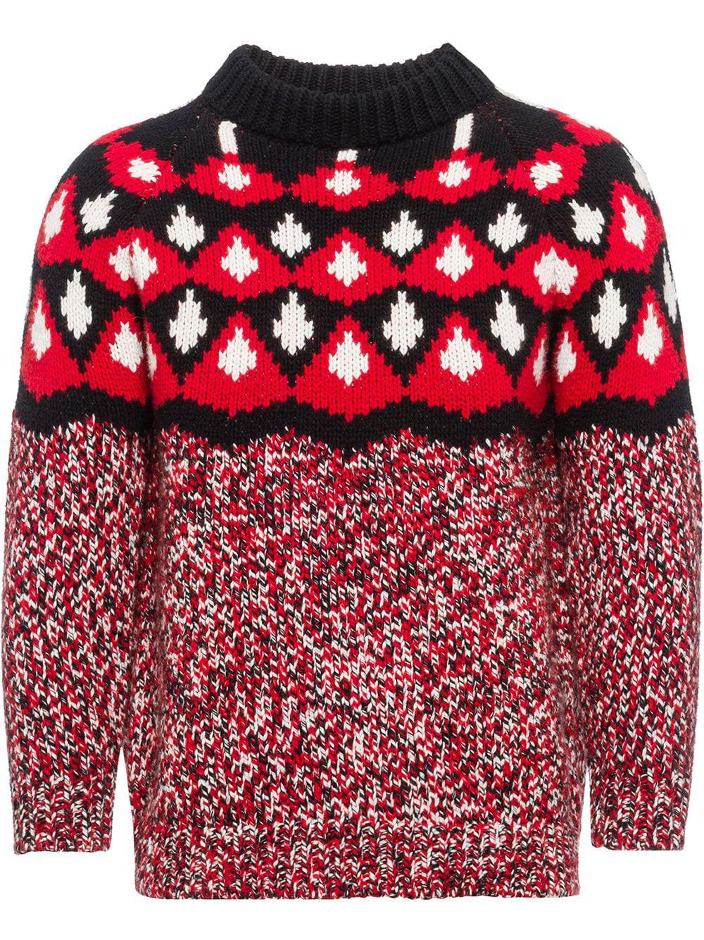 patterned jacquard knit jumper by PRADA