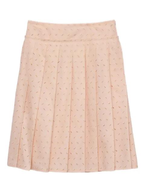 pleated eyelet-lace midi skirt by PRADA