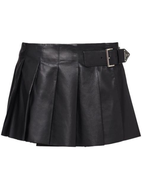 pleated leather miniskirt by PRADA