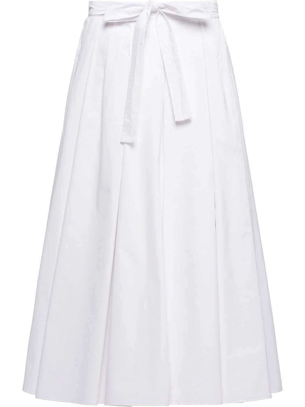pleated poplin midi skirt by PRADA