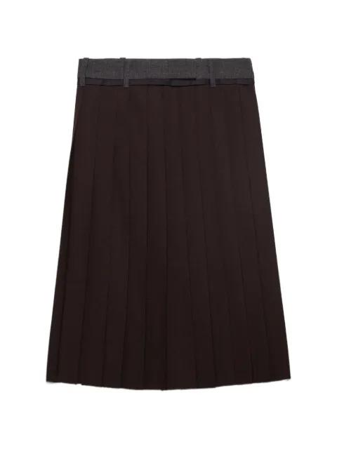 pleated rush stitch midi skirt by PRADA