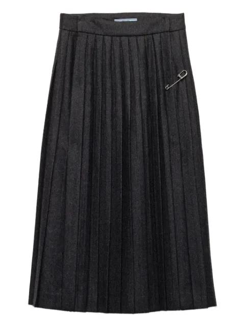 pleated safety-pin midi skirt by PRADA