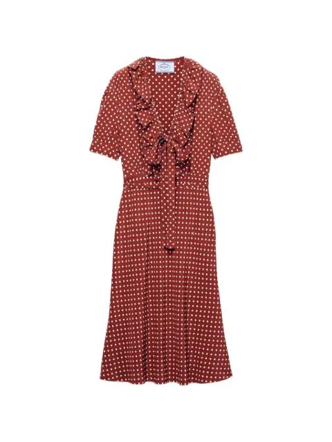 polka-dot print marocain dress by PRADA