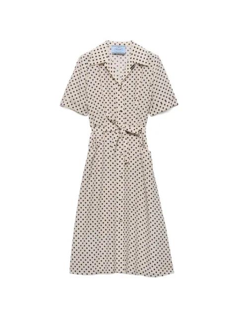 polka-dot print marocain shirt dress by PRADA
