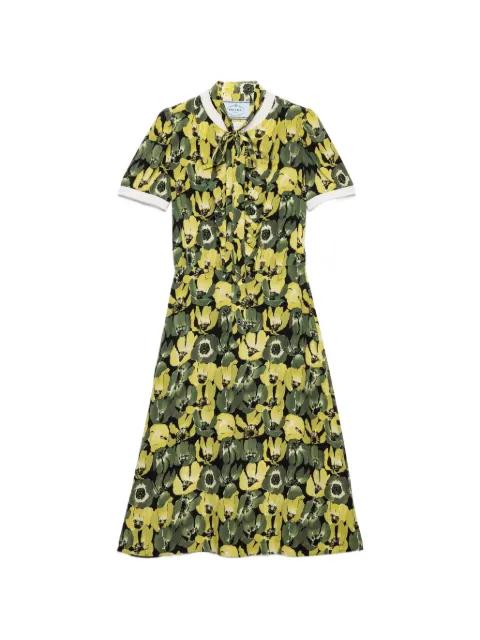 printed crepe de chine dress by PRADA