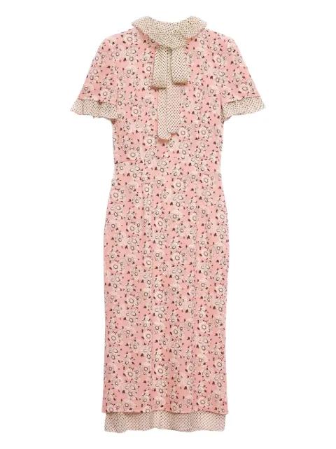 printed georgette midi dress by PRADA