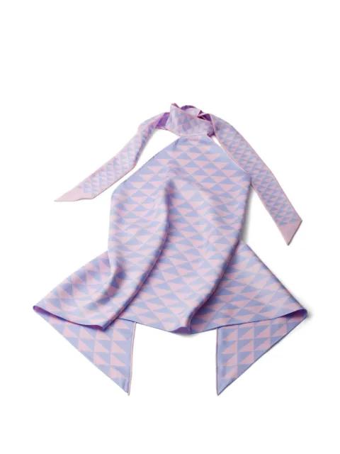 printed silk twill halter top by PRADA