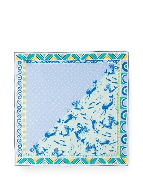 printed silk twill scarf 55 by PRADA