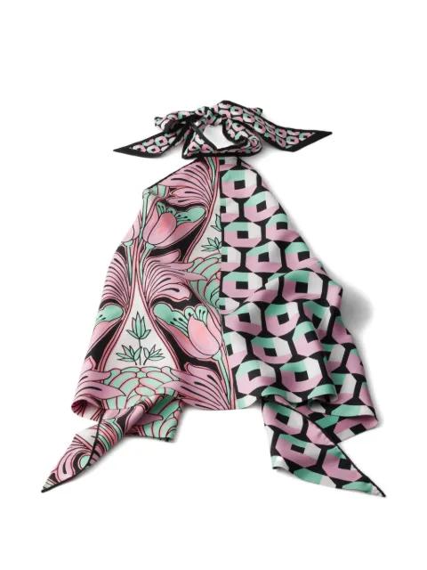 printed silk twill top by PRADA