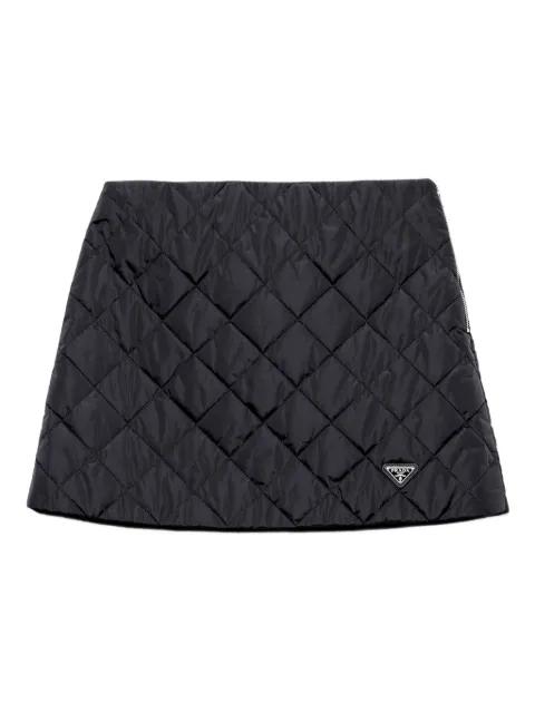 quilted logo-plaque mini skirt by PRADA
