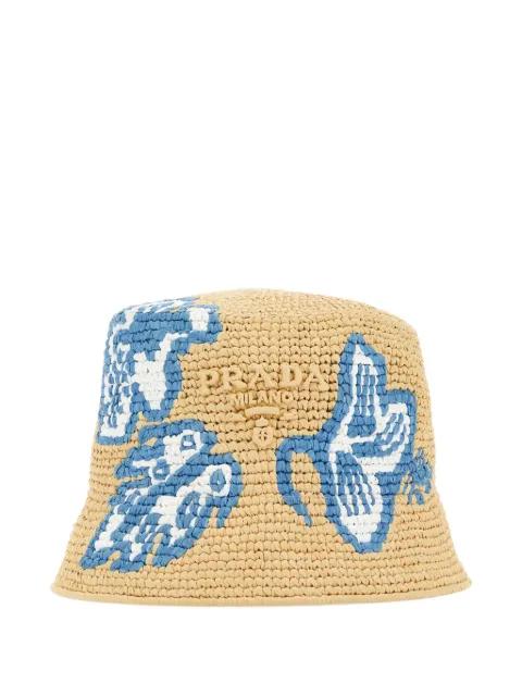raffia bucket hat by PRADA