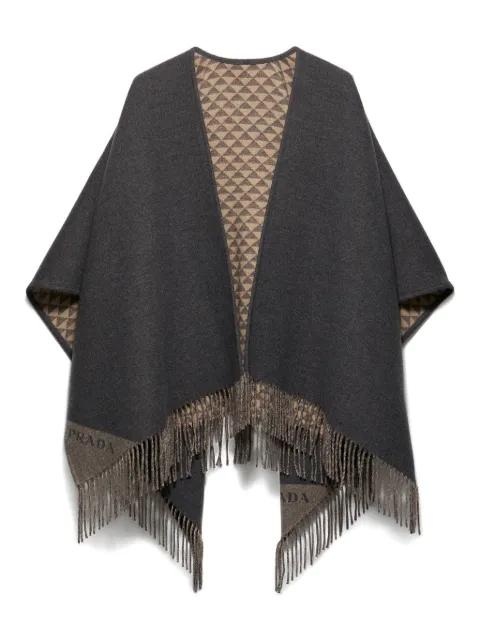 reversible fringed poncho by PRADA