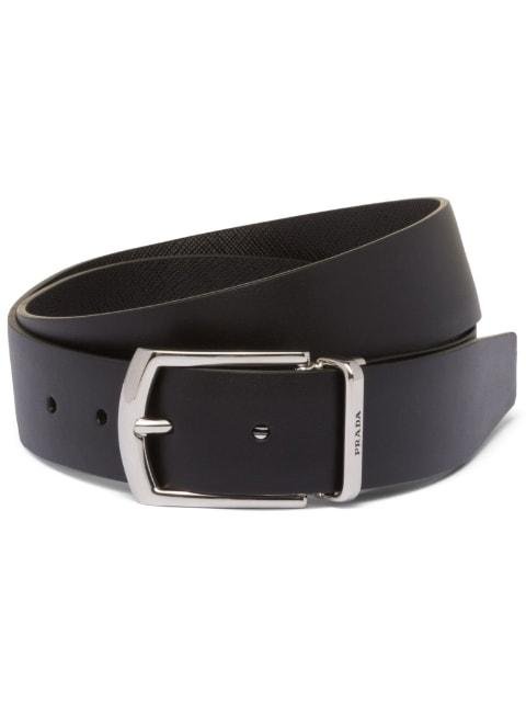 reversible saffiano leather belt by PRADA