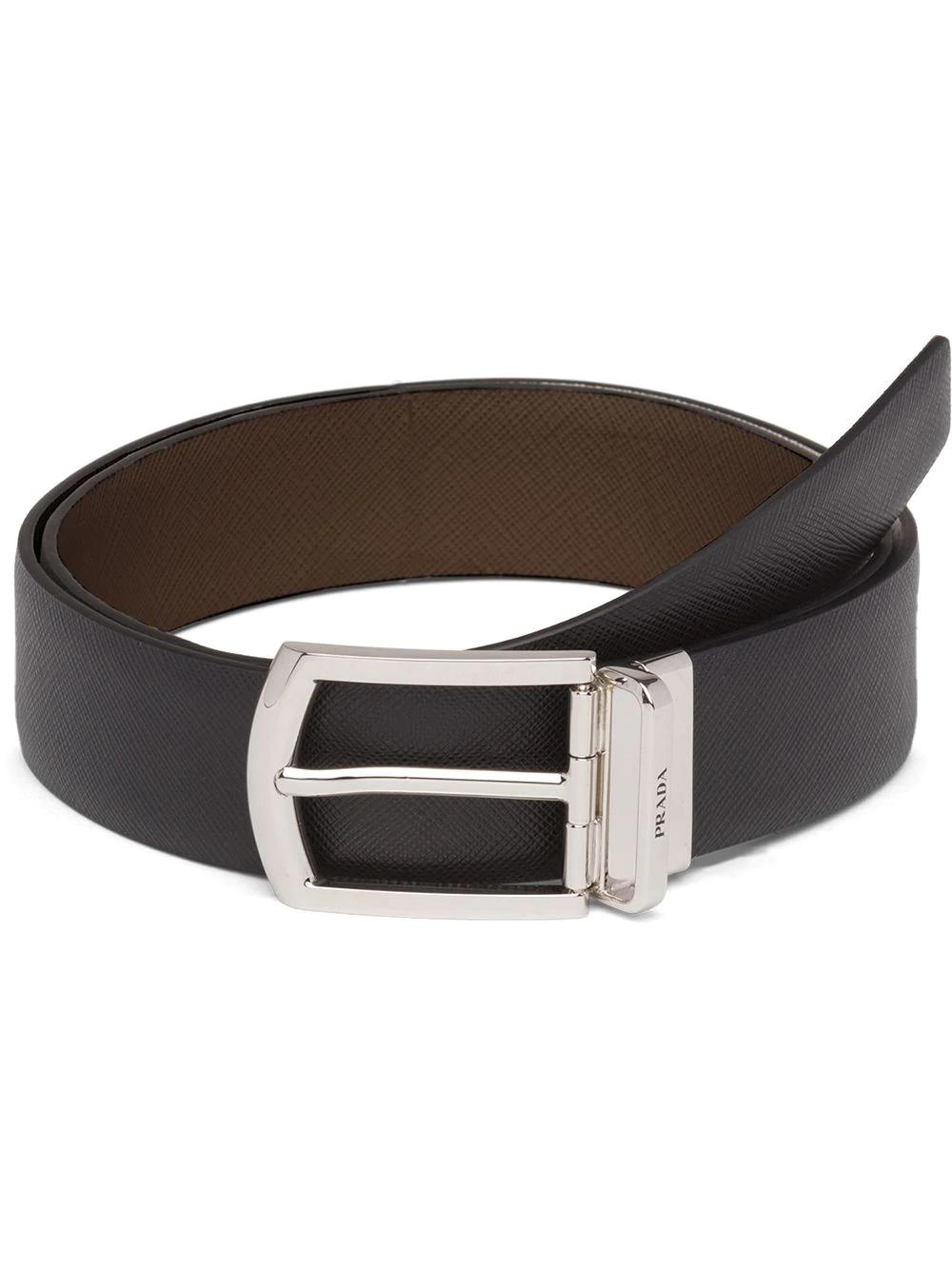 reversible saffiano leather belt by PRADA