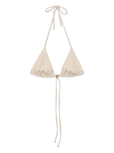 rhinestone-embellished triangle bikini top by PRADA