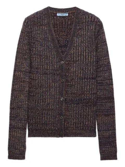 rib-knit V-neck cardigan by PRADA