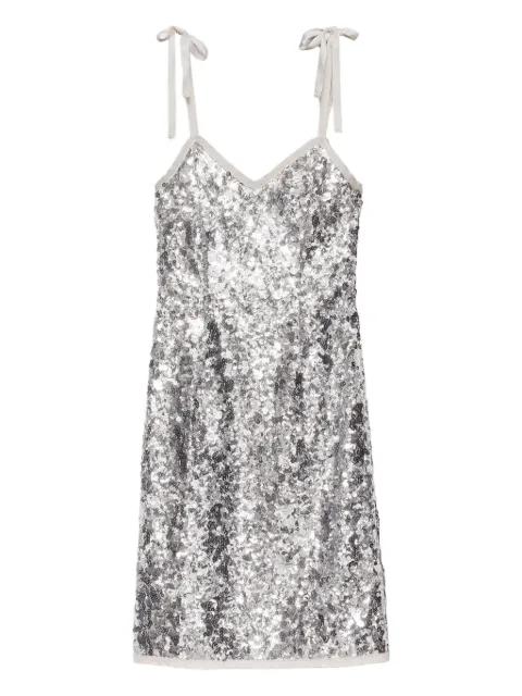 ribbon-strap sequinned dress by PRADA