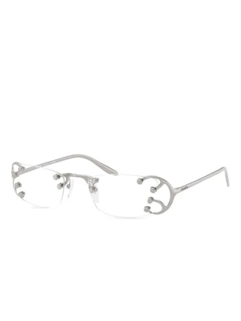 rimless metallic-detail glasses by PRADA