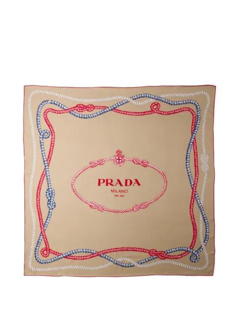 ropes print logo scarf by PRADA