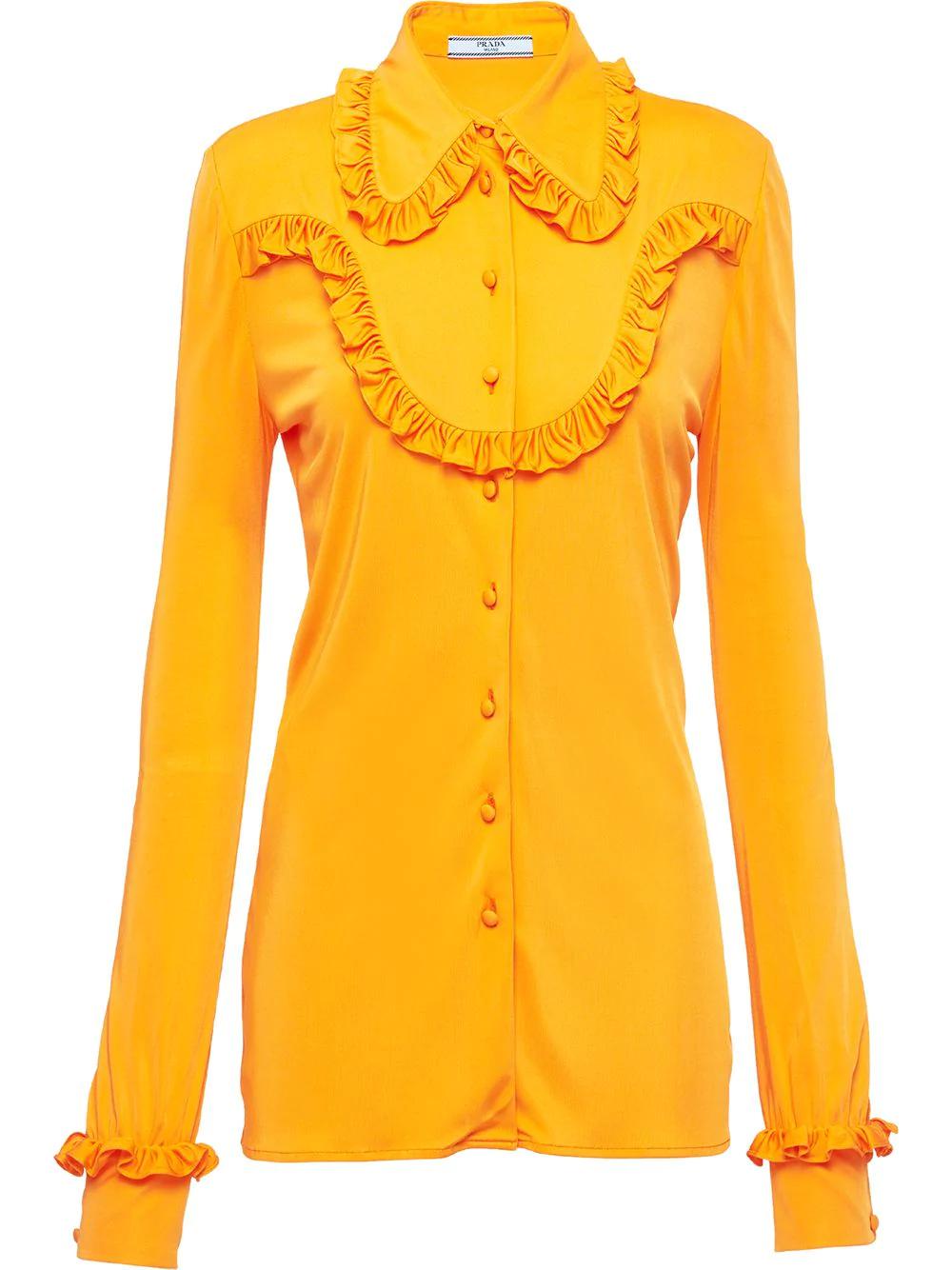 ruffle-trimmed button-up shirt by PRADA