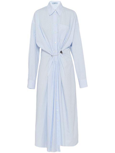 safety pin-embellished striped shirtdress by PRADA