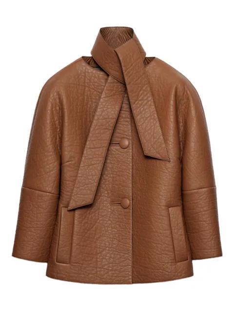 scarf-detail leather jacket by PRADA