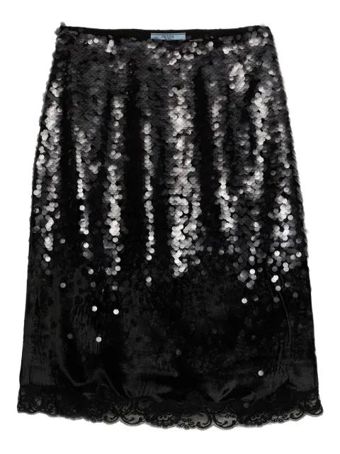sequin-embellished straight skirt by PRADA