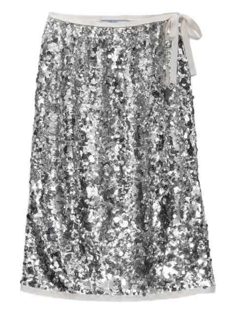 sequin-embellished wrap midi skirt by PRADA