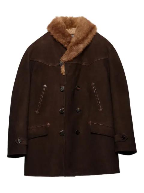shearling-collar suede jacket by PRADA