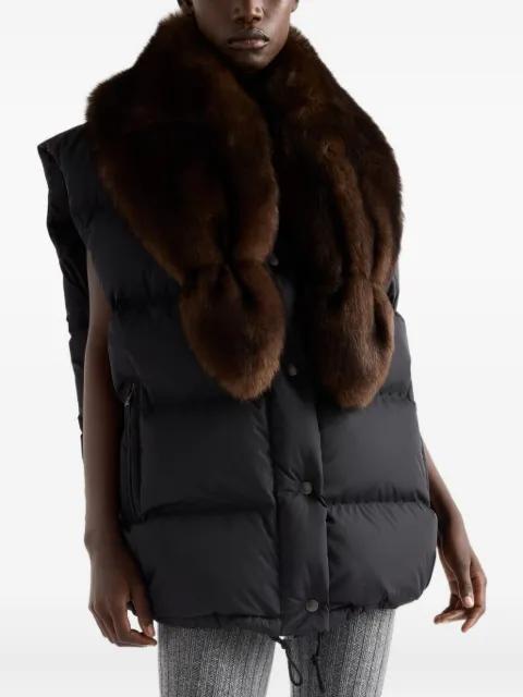 shearling triangle-logo down gilet by PRADA
