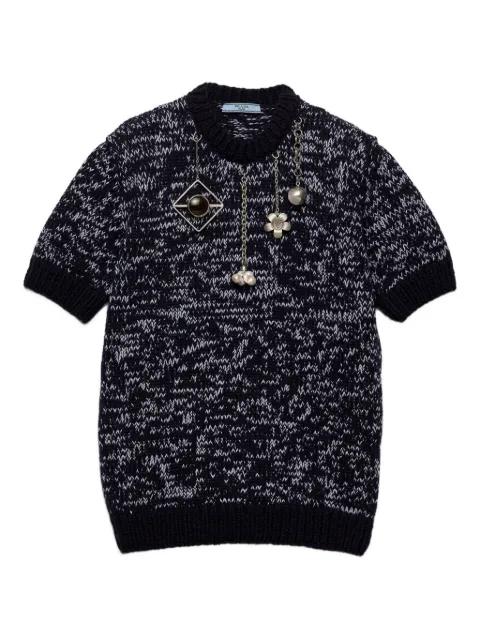 short-sleeve pendant-embellished top by PRADA