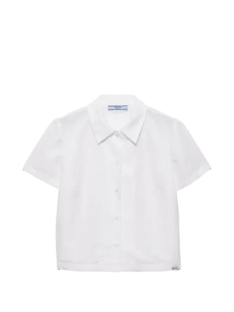 short-sleeved linen muslin shirt by PRADA
