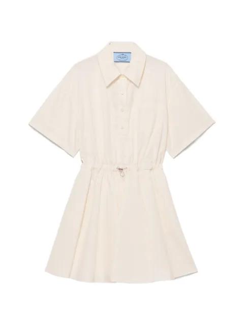 short-sleeved technical pongé dress by PRADA