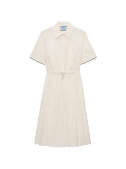 short-sleeved technical pongé dress by PRADA