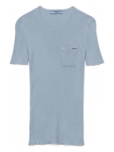 silk crew-neck top by PRADA