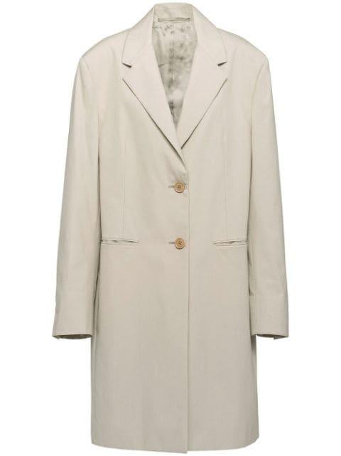 single-breasted cotton coat by PRADA