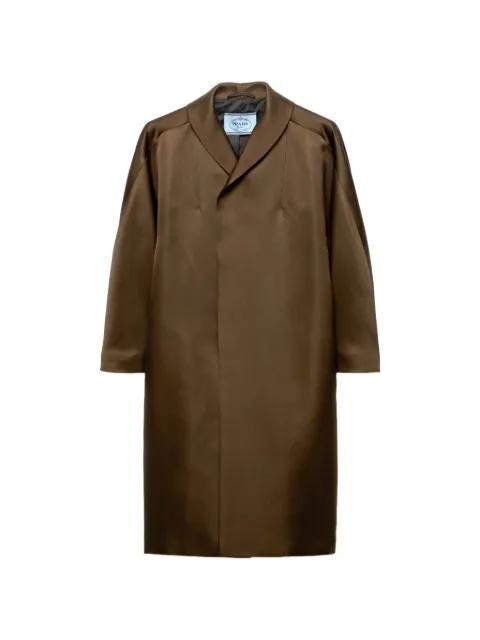 single-breasted double satin coat by PRADA