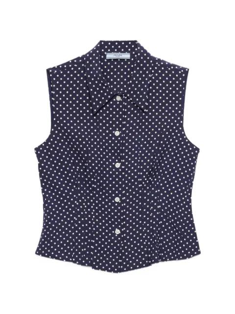 sleeveless polka-dot marocain silk shirt by PRADA