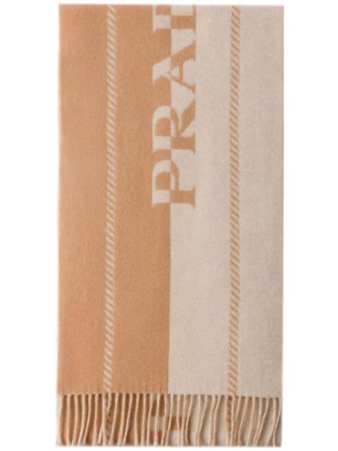 small jacquard-logo wool scarf by PRADA