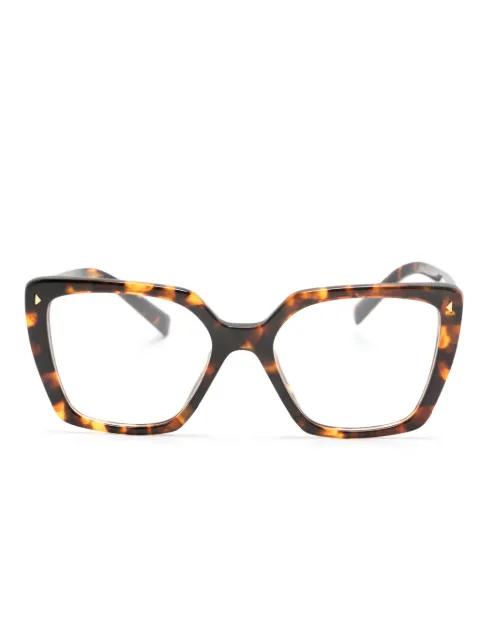 square-frame tortoiseshell-effect glasses by PRADA