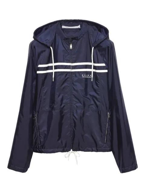 stripe-detail hoodied jacket by PRADA