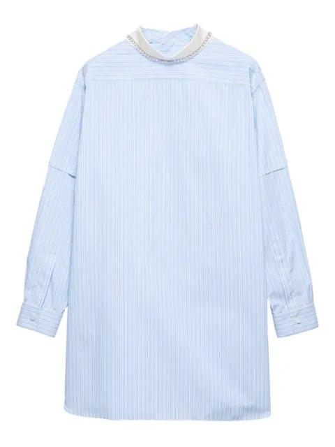 striped embroidered-collar blouse by PRADA