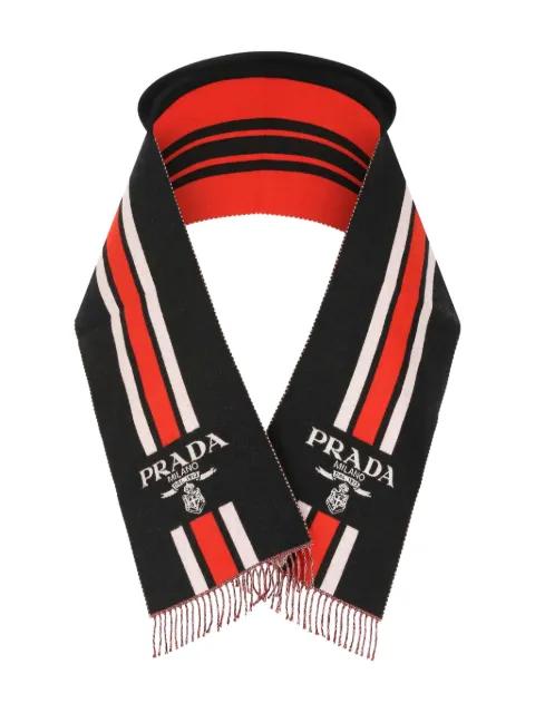 striped logo scarf by PRADA