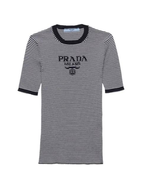 striped silk crew-neck sweater by PRADA